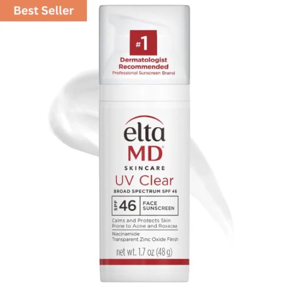 EltaMD UV Clear Face Sunscreen – Oil-Free SPF 46 with Zinc Oxide for Sensitive Skin