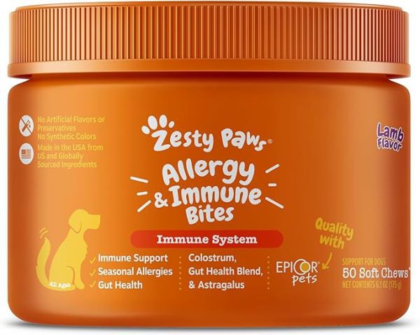 Zesty Paws Dog Allergy Relief – Anti-Itch Supplement with Omega-3 & Probiotics for Dogs