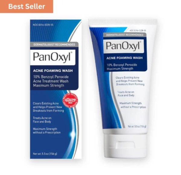 PanOxyl Acne Foaming Wash With Benzoyl Peroxide 10% – Maximum Strength for Clear Skin