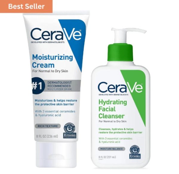 CeraVe Moisturizing Cream with Hyaluronic Acid & Cleanser – Deep Hydration & Gentle Cleansing